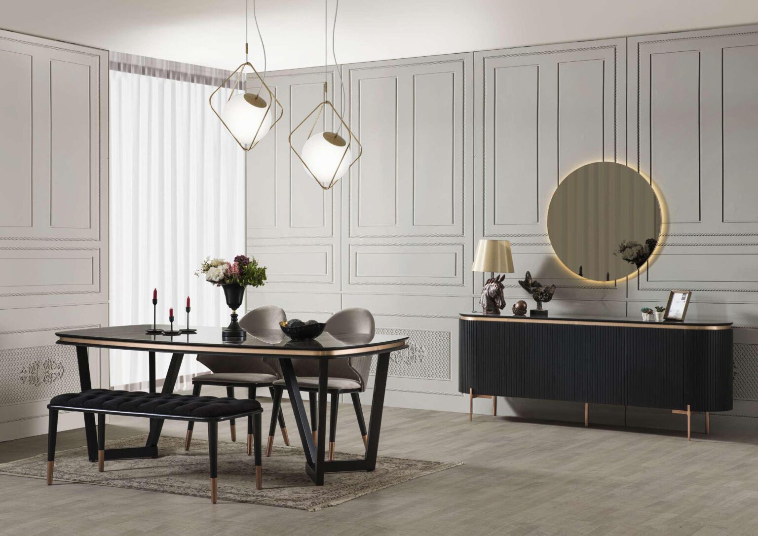 TESLA BLACK DINING SET